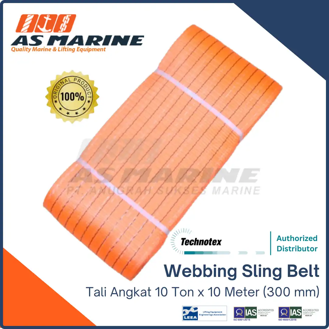 Webbing Sling Belt / Tali Angkat 10 Ton x 10 meter 300 mm Technotex Holland